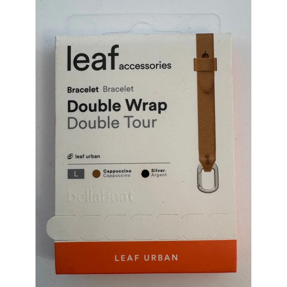 Bellabeat Leaf Urban Double Wrap Leather Bracelet Cappuccino Silver Large NEW